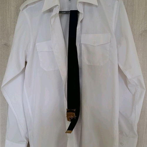 Men's naval officer shirt like new with belt white size M