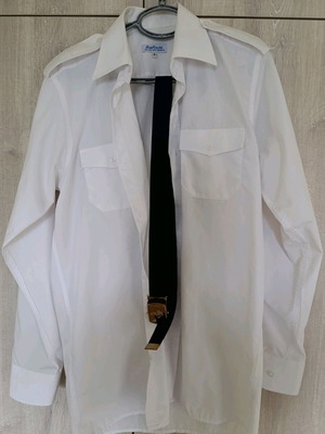 Men's naval officer shirt like new with belt white size M