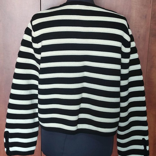 Massimo Dutti Striped Knit Cardigan Like New with Gold Buttons