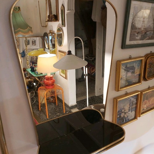 Vintage mirror with integrated shelf 42x31