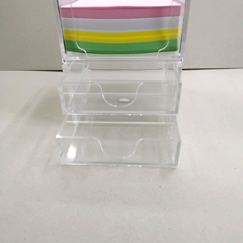 Acrylic memo cube holder with 2 drawers new