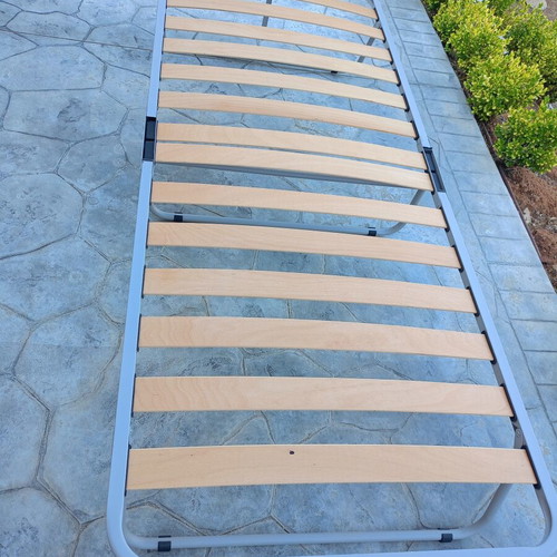 Folding bed frame 1.98x0.80m with wooden anatomical slats
