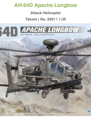 Takom AH-64D Apache Longbow Attack Helicopter μοντέλο 1:35 καινούργιο