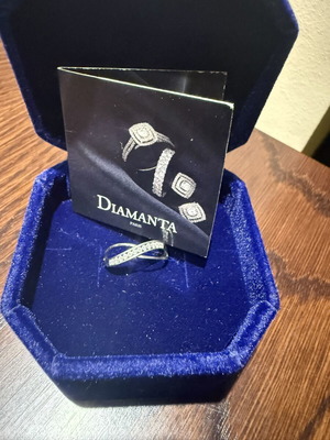 Diamond ring 375 white gold No52 with diamonds