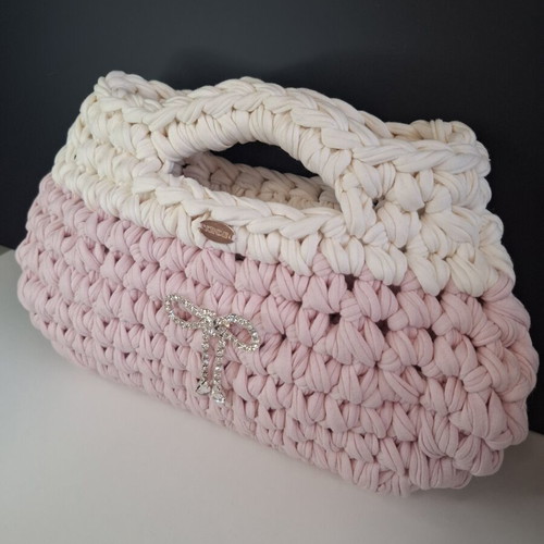 Handmade pink bag from textile yarn, new