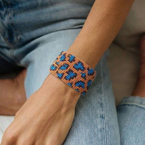 Handmade Macrame Bracelet Animal Print Boho Statement Cuff new