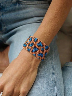 Handmade Macrame Bracelet Animal Print Boho Statement Cuff new