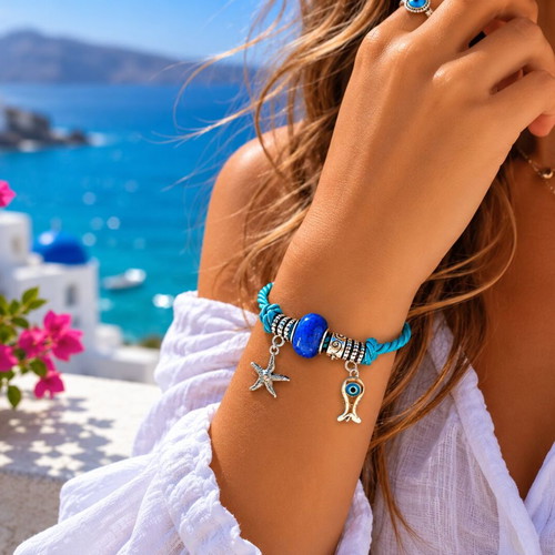 Handmade Summer Bracelet with regalon cord and summer charms