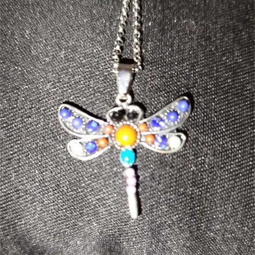 Pendant and ring used with stones and dragonfly and butterfly designs