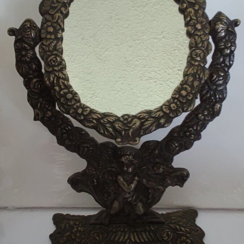 Vintage ornate bronze mirror 1960, like new