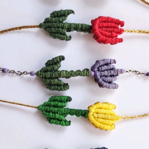 Macrame tulip bracelet new handmade with adjustable size
