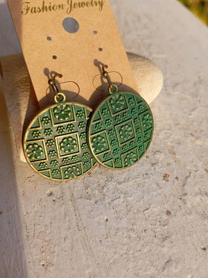 Bronze earrings with oxidation new