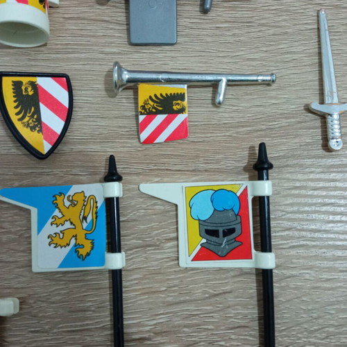 Vintage Playmobil used, nickel swords, trumpets, medieval