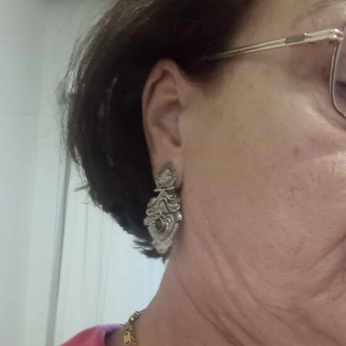 Silver Yanio earrings with Agate and Clip. 20g. SILVER.