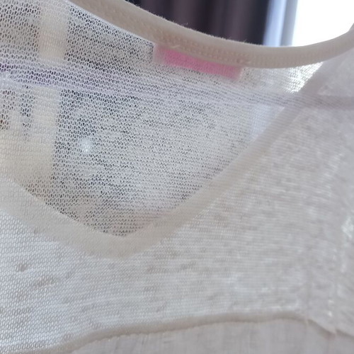 Linen blouse new, white, with subtle side and back transparencies, size XL