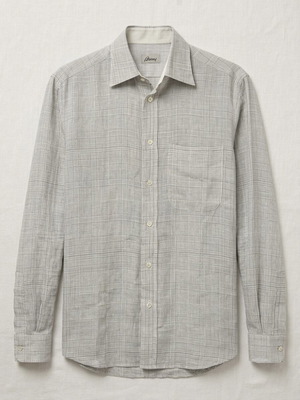 Brioni men's gray linen shirt used, size S