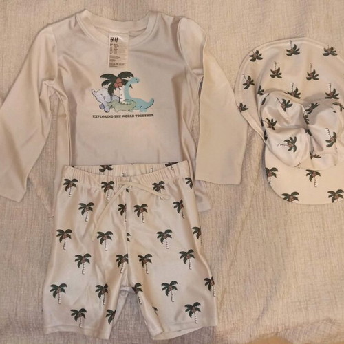 H&M swimsuit like new with beige hat, size 98