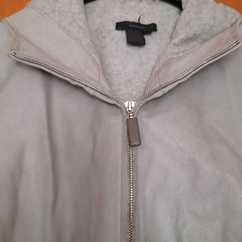 Zara leather jacket with fleece lining and hood used, gray
