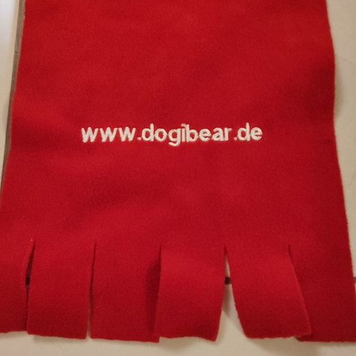 Dogibear promotions scarf like new, red single-sided