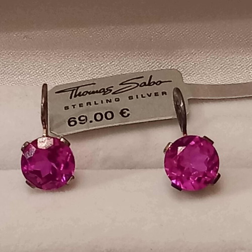 Thomas Sabbo earrings 925 silver with pink stones new