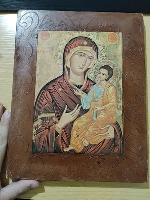 Panagia Odigitria icon, 22.5x29 cm, worn corners
