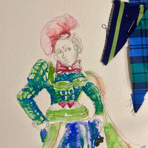 Theatrical costume design used, Alice in Wonderland, watercolor A3