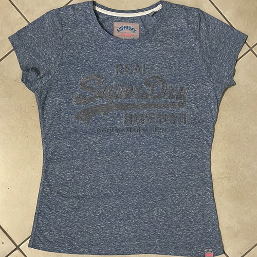 Superdry Vintage Women T-Shirt Denim Blue Melange size M like new