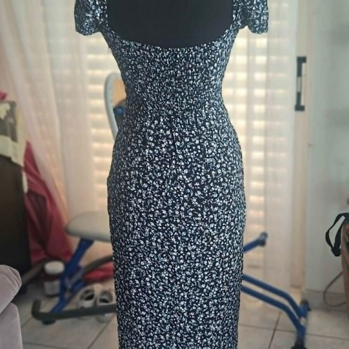 Bershka summer dress size M like new, blue-white