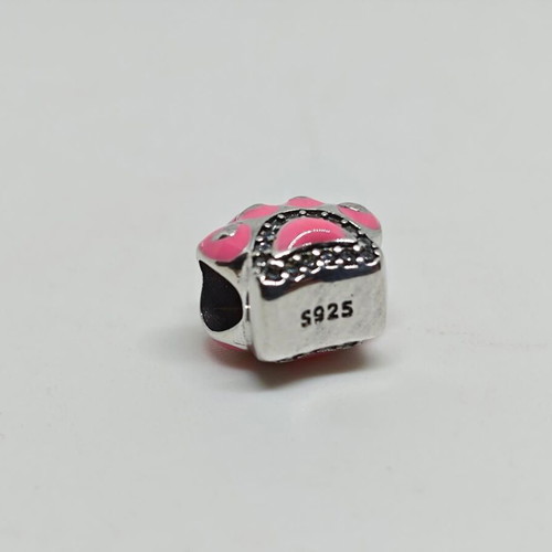 Silver Charm S925 Dog Paw with Pink Enamel and Zirconia like new