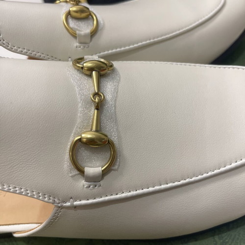 Gucci Princetown Horsebit Leather Mules Ivory EU 38 new