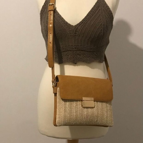 Jenny Fairy crossbody bag new, beige, synthetic leather and straw
