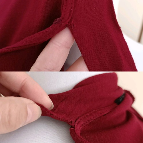 Bershka women's burgundy long-sleeve blouse with neck cord used