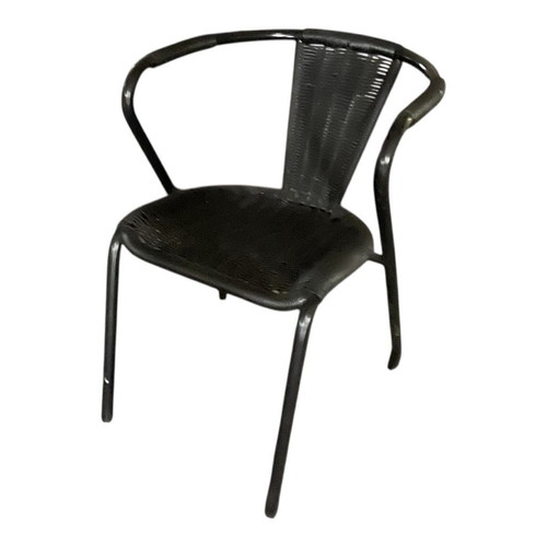 Iron table with Φ65 top and 2 black armchairs new