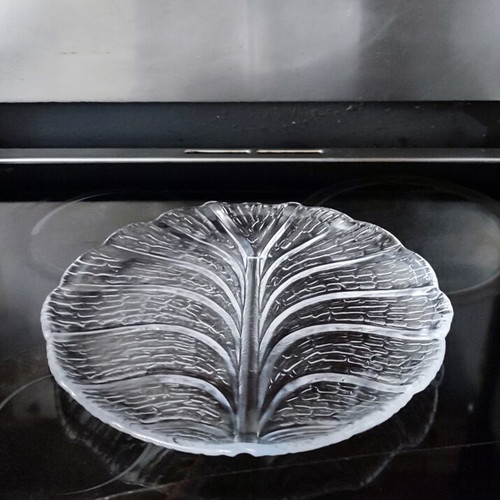 Eden Crystal Serving Tray like new, leaf-shaped, 31 cm