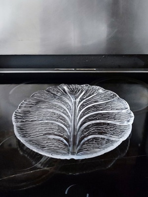 Eden Crystal Serving Tray like new, leaf-shaped, 31 cm