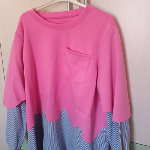 Pullover with integrated shirt like new, pink
