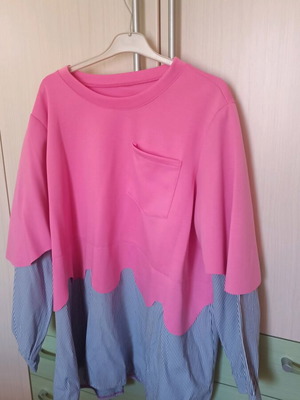 Pullover with integrated shirt like new, pink