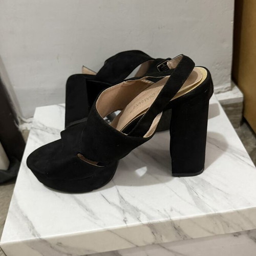 Black sandals used, 12 cm heel, size 37