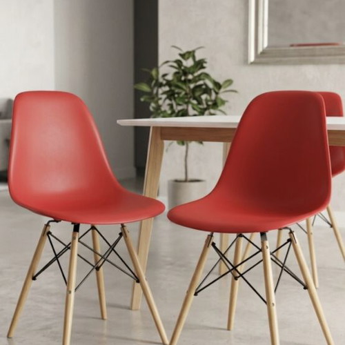 Dining set used with black table 80x120, 4 red chairs and bookshelf