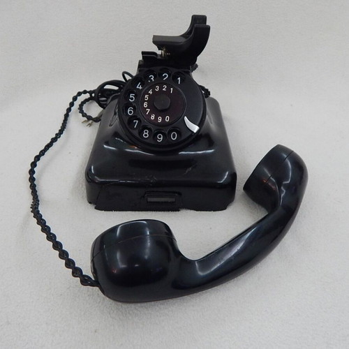 Siemens black bakelite telephone from 1950s, used