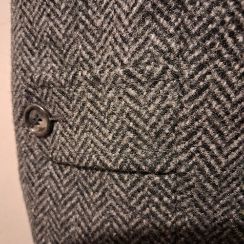 Wool men's coat Crombie used, size 58R6, herringbone pattern