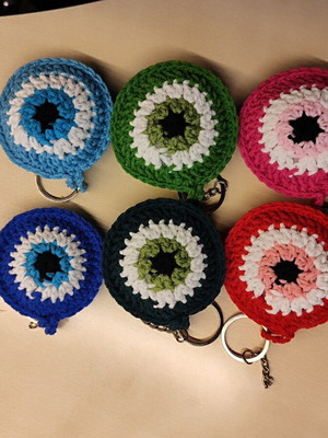 Handmade evil eye keychain in various colors