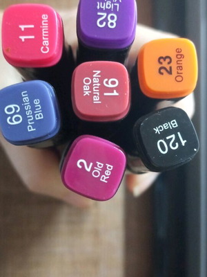 Double-ended markers new, set of 6 pieces