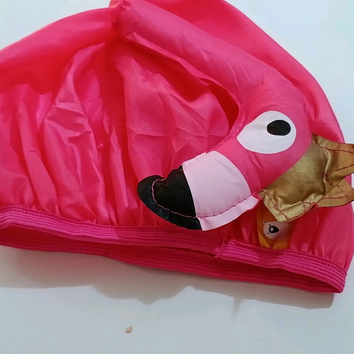 Plastic swimming cap with flamingo figure new