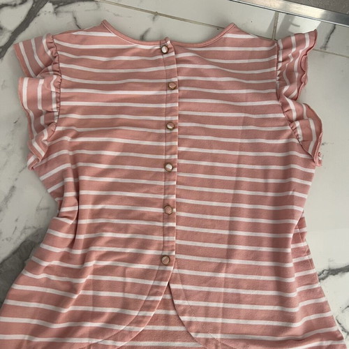 Shein women's striped blouse with ruffled sleeves and decorative back buttons size L like new