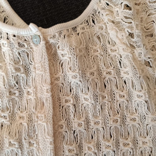 Toi Moi blouse L beige knit transparent like new