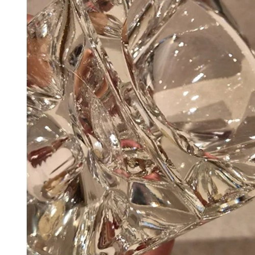 Bohemia Glass Cube Candle Holder, Space Age, Made in Czechoslovakia