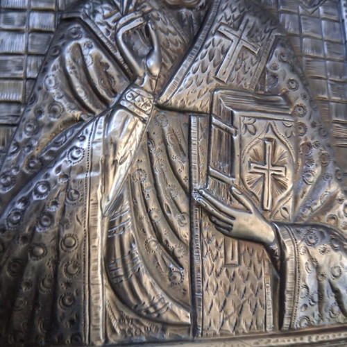Silver icon of Saint Nicholas 950 grade, like new, 22×16cm