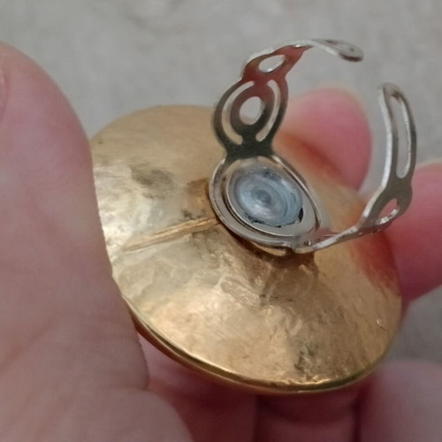 Statement two-tone adjustable ring like new, gold and silver