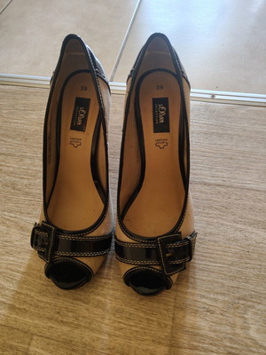 S.Oliver women's pumps size 39 like new, black and beige, 9cm heel